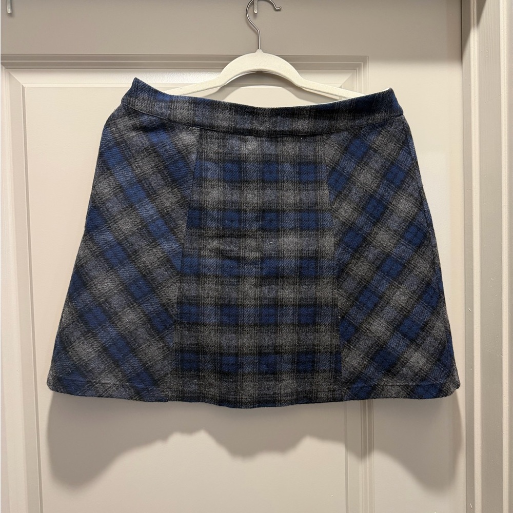 Chic Blue and Gray Plaid Mini Skirt